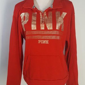 PINK Victorias Secret 1/4 Zip Gold Logo Sweatshirt